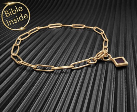 Nano Bible Bracelet Elegant Gold Chain Design with New Testament Inside - by My Nano Jewelry